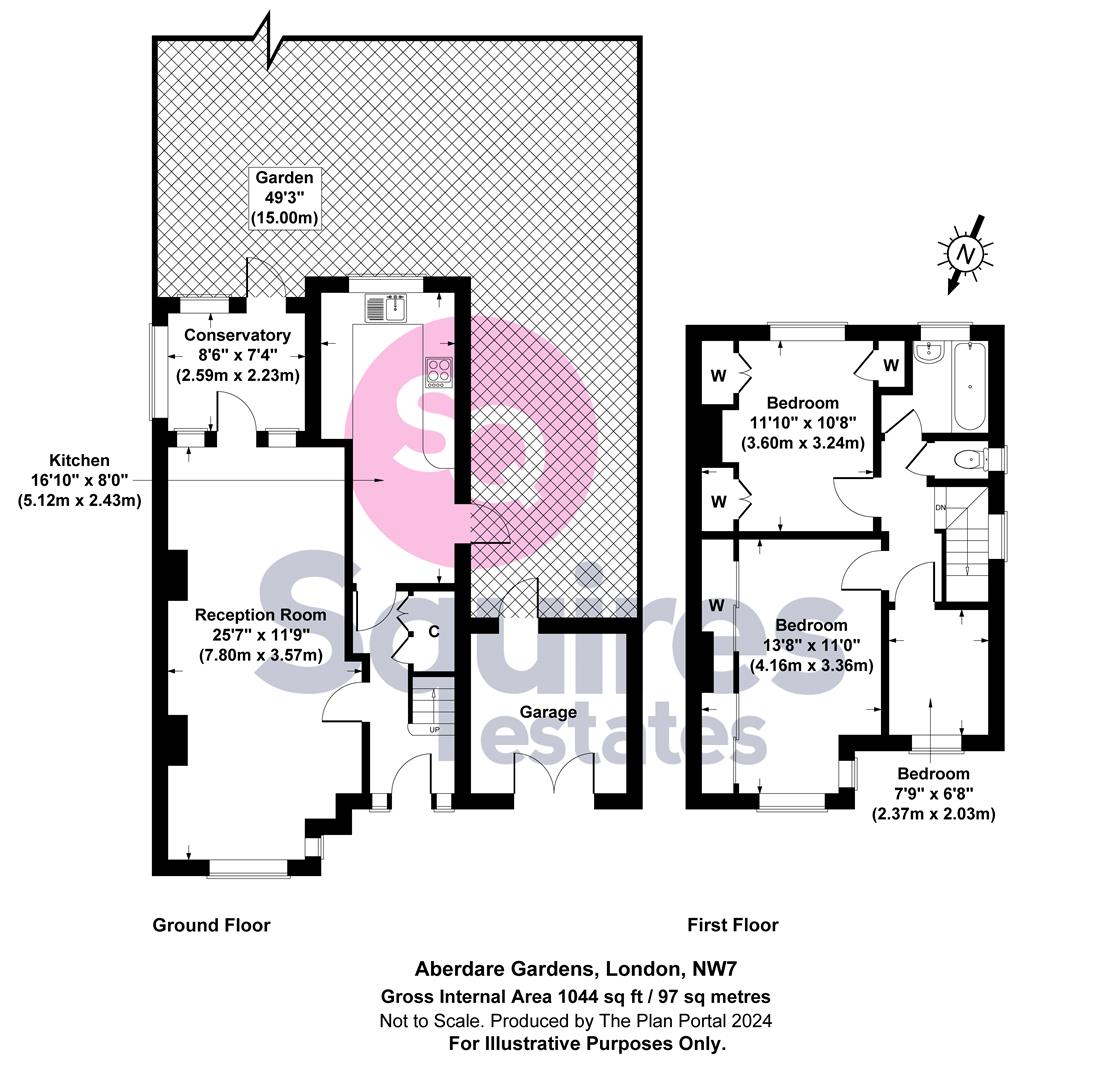 Floorplan for Aberdare Gardens, Mill Hill, London